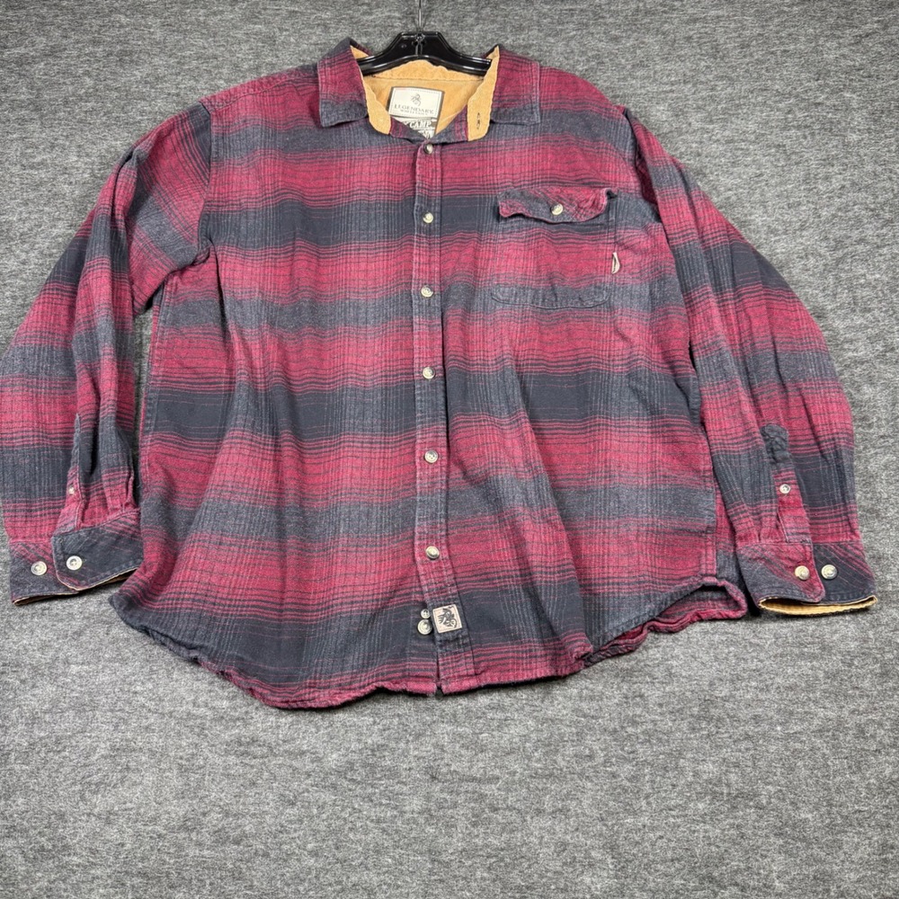 Legendary Whitetails Buck Camp Plaid‎ Flannel Shirt Men's XL Red Black Corduroy